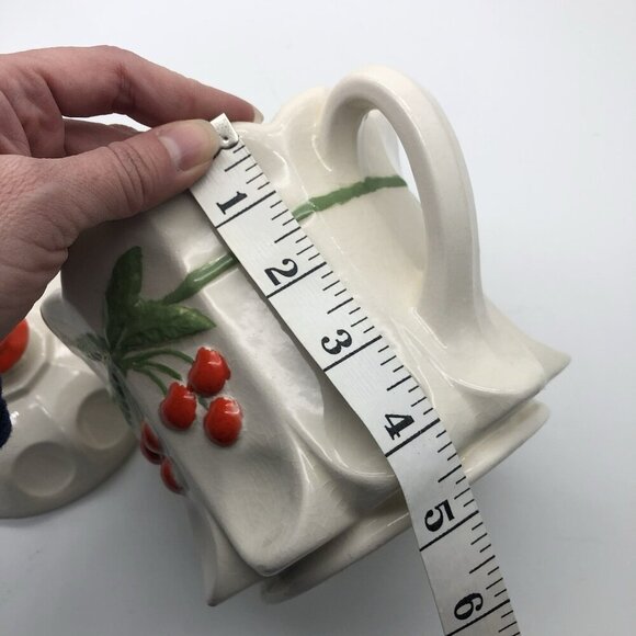 Vintage Westmoreland Hand Painted Cherry Thumbprint Panel Cookie Jar With Lid - Picture 10 of 13